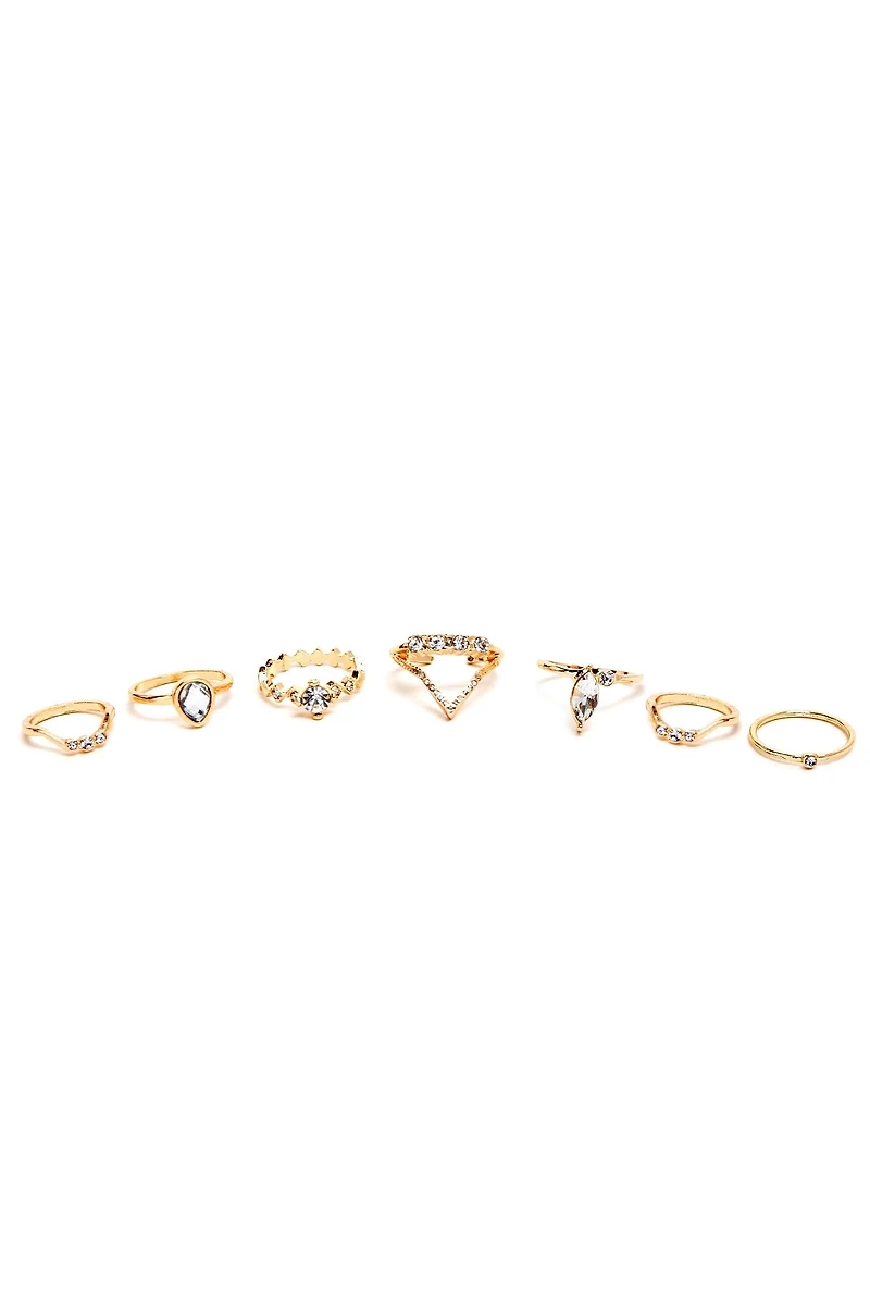 Geometric Rhinestone Rings Pack