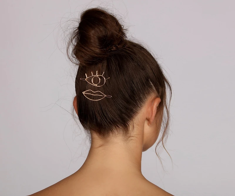 Eye And Lips Hair Clip Set