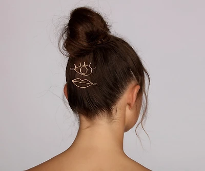 Eye And Lips Hair Clip Set