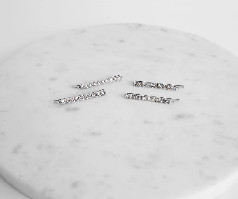 Chunky Rhinestone Hair Pin Set