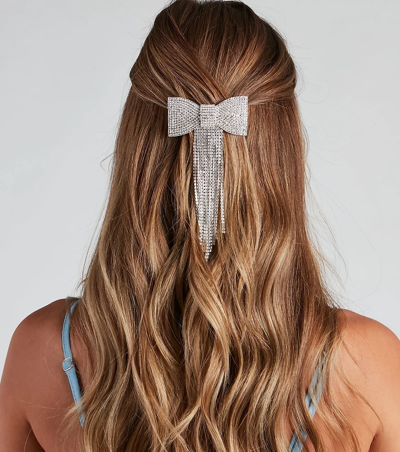 Pretty Glam Rhinestone Bow Barrette