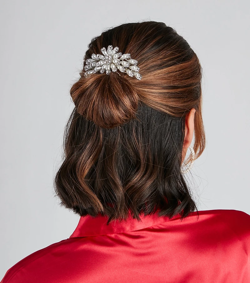 Pearl Luxe Rhinestone Hair Comb