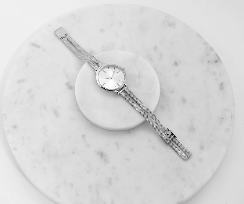 Time Flies Mesh Band Watch