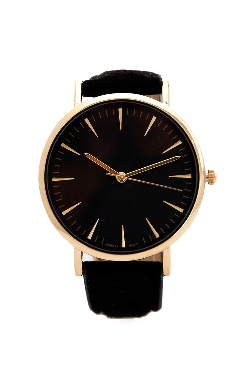 Faux Suede Minimal Watch