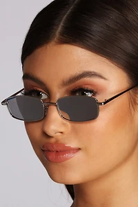 Mirrored Mini Rectangle Sunglasses