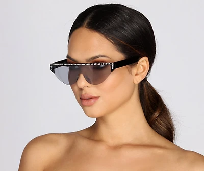 H8 On This Rimless Rhinestone Sunglasses