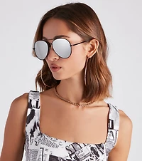 On Your Radar Mirrored Aviator Sunglasses