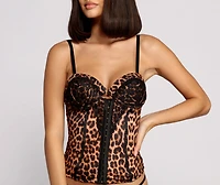 Lace Corset Cheetah Print and Panty Set
