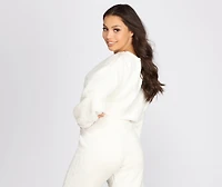Pj Party Cozy Sherpa Crop Top