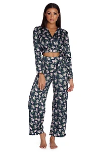 Bloom Out Satin Pajama Crop Top