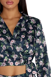 Bloom Out Satin Pajama Crop Top