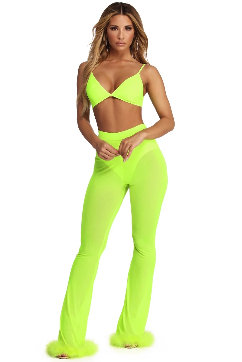 Lucky Mesh Bralette And Pants Set