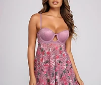 Sweet and Spice Floral Babydoll Thong Set
