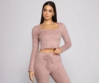 Long Sleeve Eyelash Knit Pajama Top