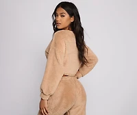 Cozy Cutie Sherpa Pajama Crop Top
