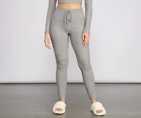 Brushed Ribbed Knit Pajama Leggings