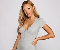 Chill And Unwind Ribbed Knit Pajama Romper