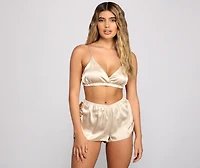 Sleek And Chic Satin Pajama Shorts