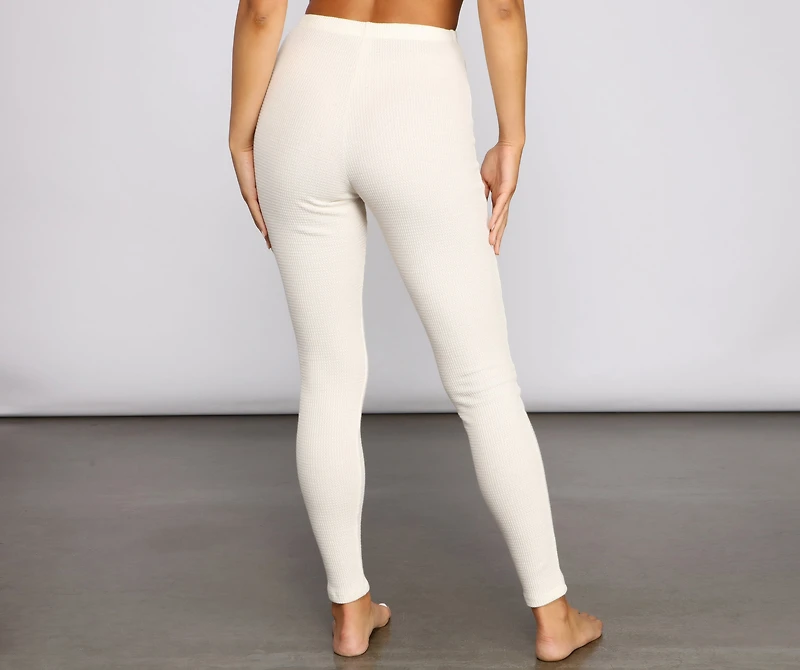 Casual And Stylish Waffle Knit Leggings