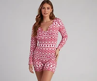 Tis' The Season Fair Isle Pajama Romper Set
