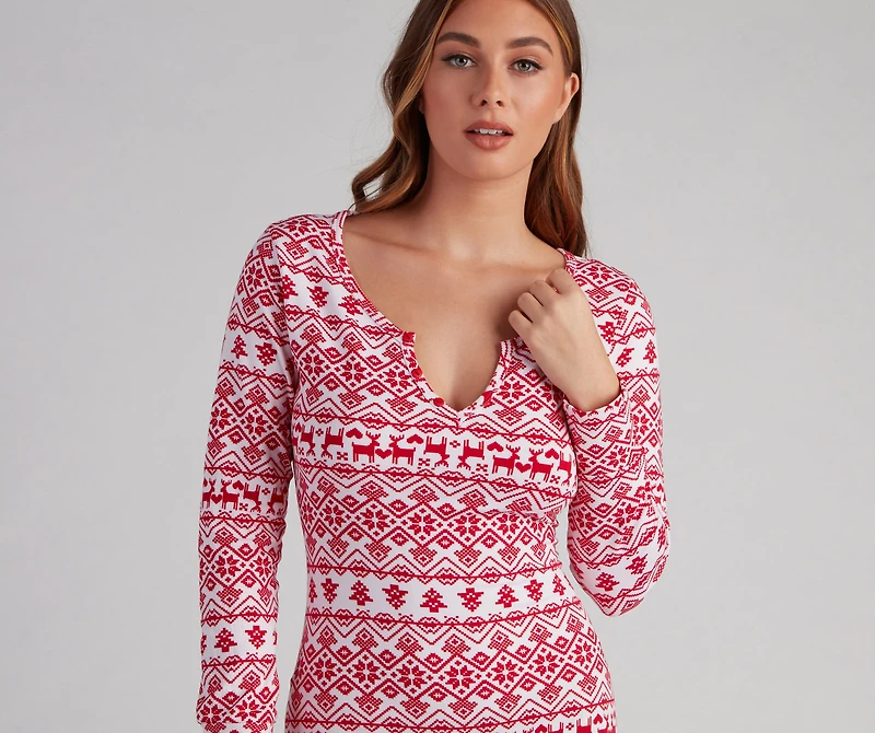Tis' The Season Fair Isle Pajama Romper Set