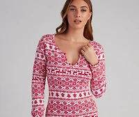 Tis' The Season Fair Isle Pajama Romper Set