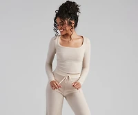 Cozy Ticket Brushed Knit Pajama Top