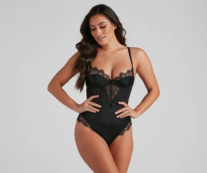 Sweet Amour Lace Satin Teddy