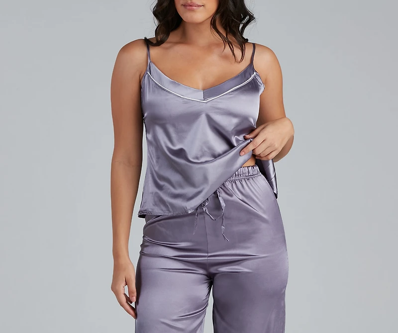 Luxe Life Satin PJ Cami And Pants Set
