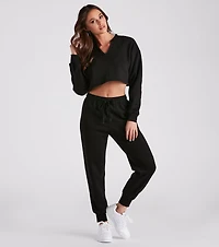 Casual Mood Crop Top And Joggers Set