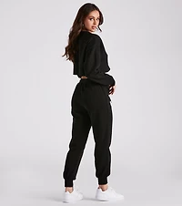 Casual Mood Crop Top And Joggers Set