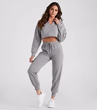 Casual Mood Crop Top And Joggers Set