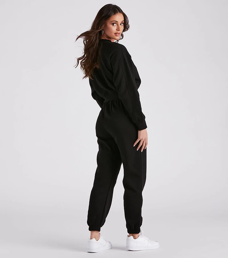 Comfy Vibes Crop Top And Sweatpants Set