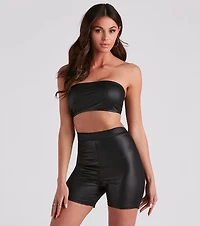 Cool Girl Edge Faux Leather Tube Top