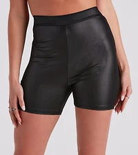 Cool Girl Edge Faux Leather Biker Shorts