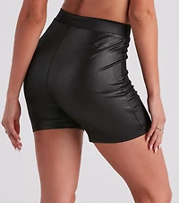 Cool Girl Edge Faux Leather Biker Shorts
