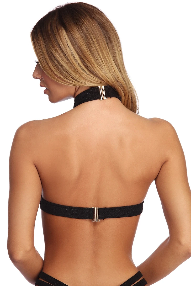 Strapped Shimmer Swim Top