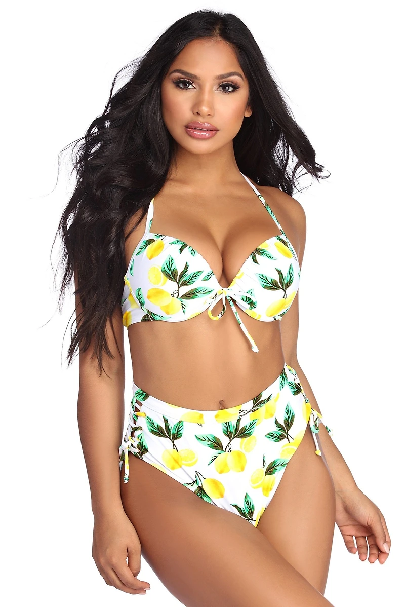 Pucker Up Lemon Bikini Top