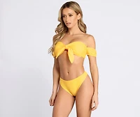 Ray Of Sunshine Off-Shoulder Swim Top