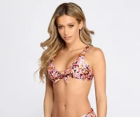 Spring Into Floral Tie Front Bikini Top