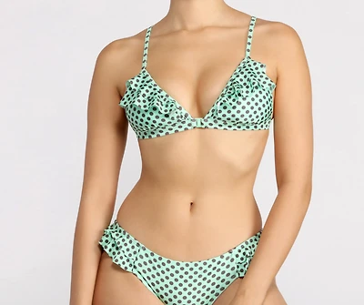 Polka Dot Ruffle Swim Top