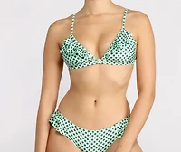 Polka Dot Ruffle Swim Top