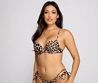 Leopard Print Push-Up Bikini Top