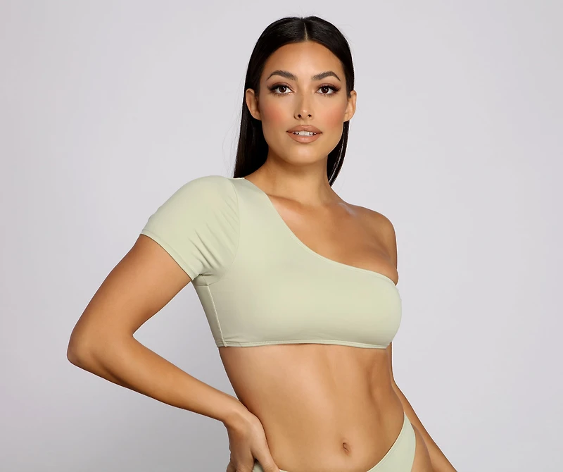 So Chic One Shoulder Swim Top