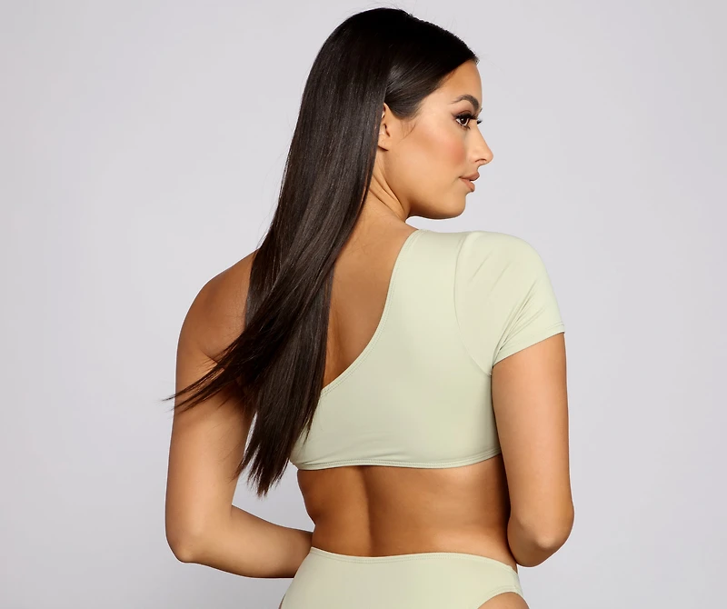 So Chic One Shoulder Swim Top