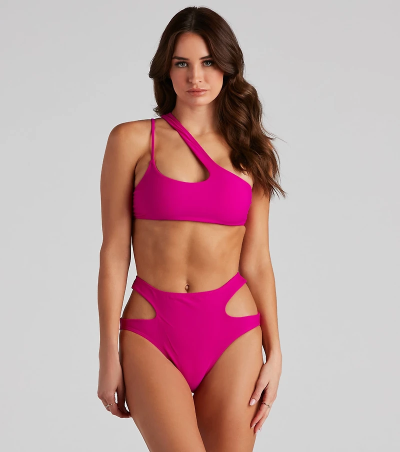 Pool Party One-Shoulder Swim Top
