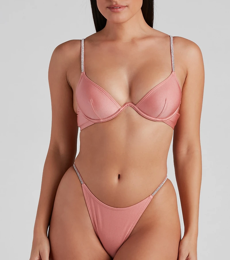 Simple Glam Rhinestone Bikini Top