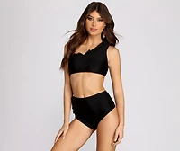 Radiant And Ruffled High Waist Swim Bottoms