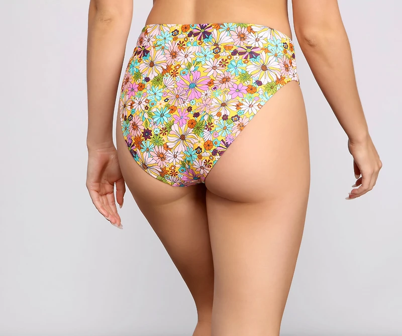 Floral Twist High Waist Bikini Bottoms