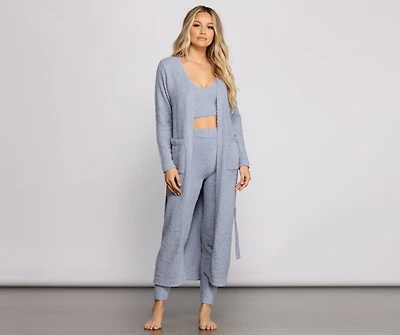 Chic Chenille Knit Long Belted Robe